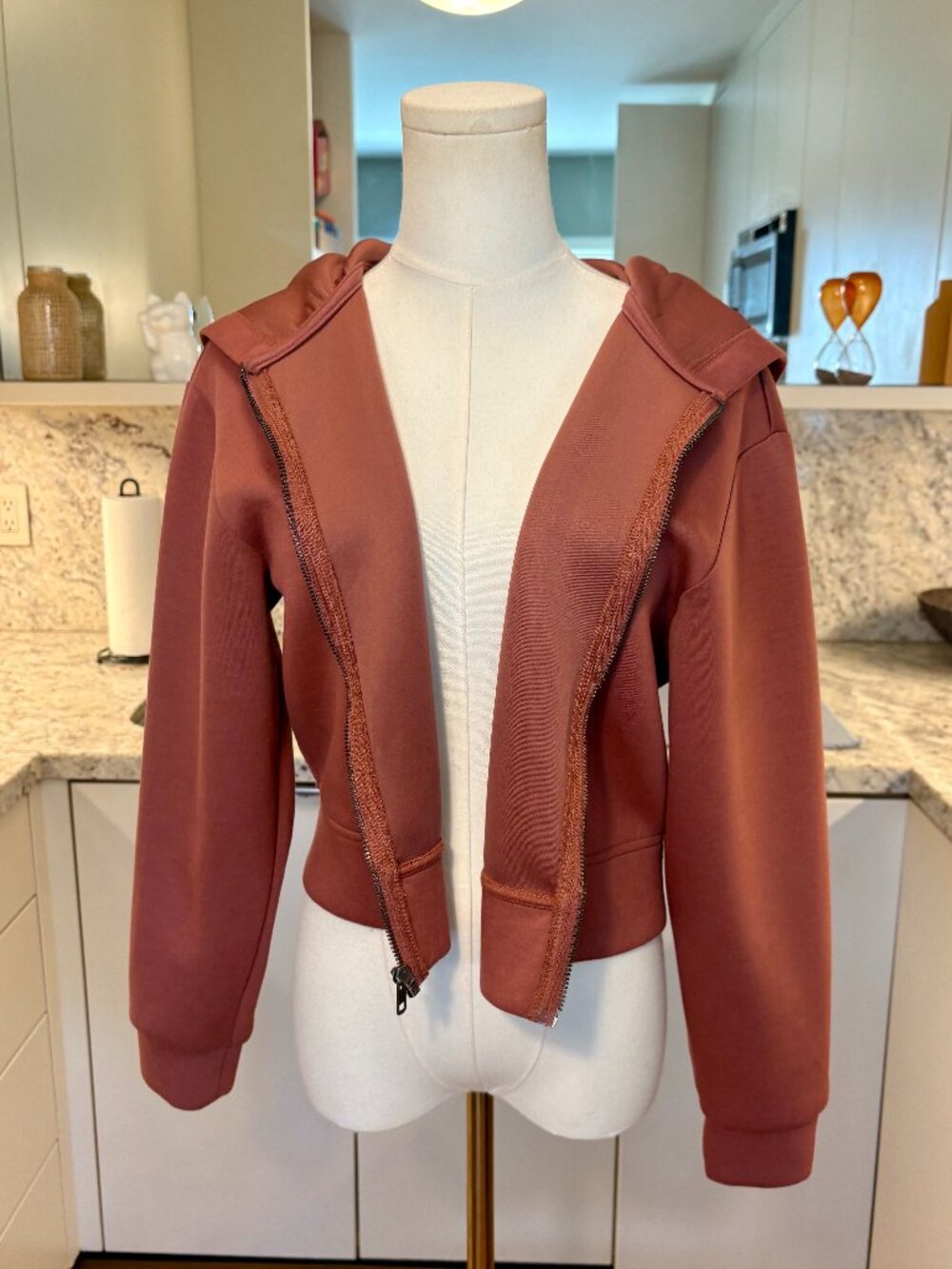 A New Day Clay Scuba Knit Cropped Full Zip Hoodie S